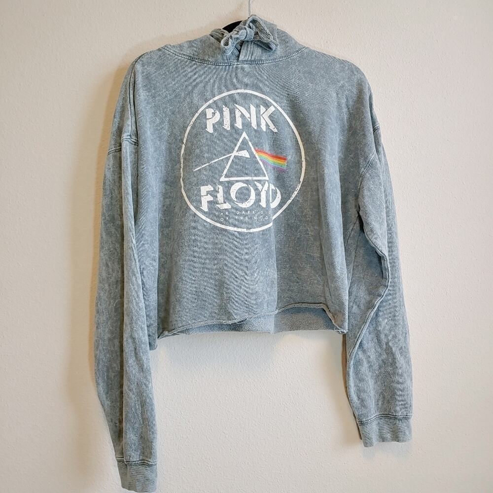 Pink Floyd The Dark Side of the Moon Cropped Hoodie Sweatshirt Sz L